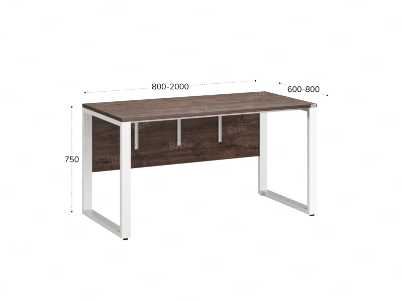 Стол прямой на О-образных опорах, экран ЛДСП 2000x700x750 RM006-20x7 Дуб Апрельский шоколад/Белый