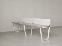 Бенч-система в 1 ряд, 2 рабочих места 2 тканевых экранов 2700x700x750 RM174-3-27x7 Дуб Маувелла/Белый