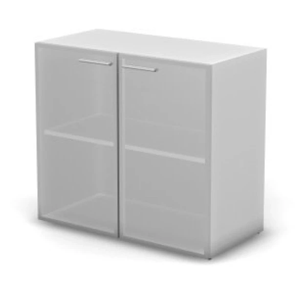 Шкаф низкий, RAC089 широкий, стекло сатин 89,8x44,8x81,4см Стекло сатин/Серый камень, Серия Аккорд / Accord