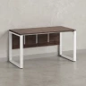 Стол прямой, О-опоры, экран ЛДСП,парящая стол-ца 1800x600x750 RM008-18x6 Дуб Апрельский шоколад/Белый