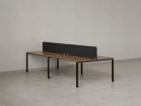 Бенч-система, 4 рабочих места, на П-образных опорах, 2 тканевых экранов 2000x1200x750 RM166-3-10x12 Дуб Юстус/Черный