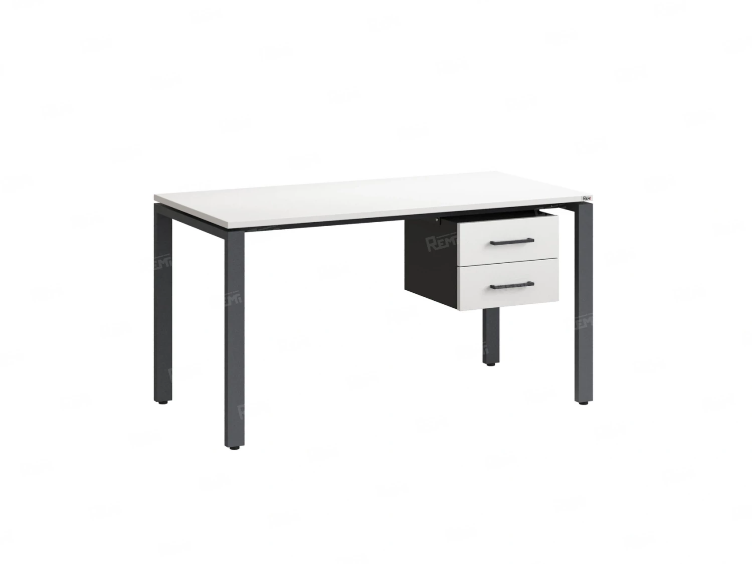 Стол прямой с подвесной тумбой 2 ящика, П-опора 2000x800x750 RM039-20x8 Белый/Серый
