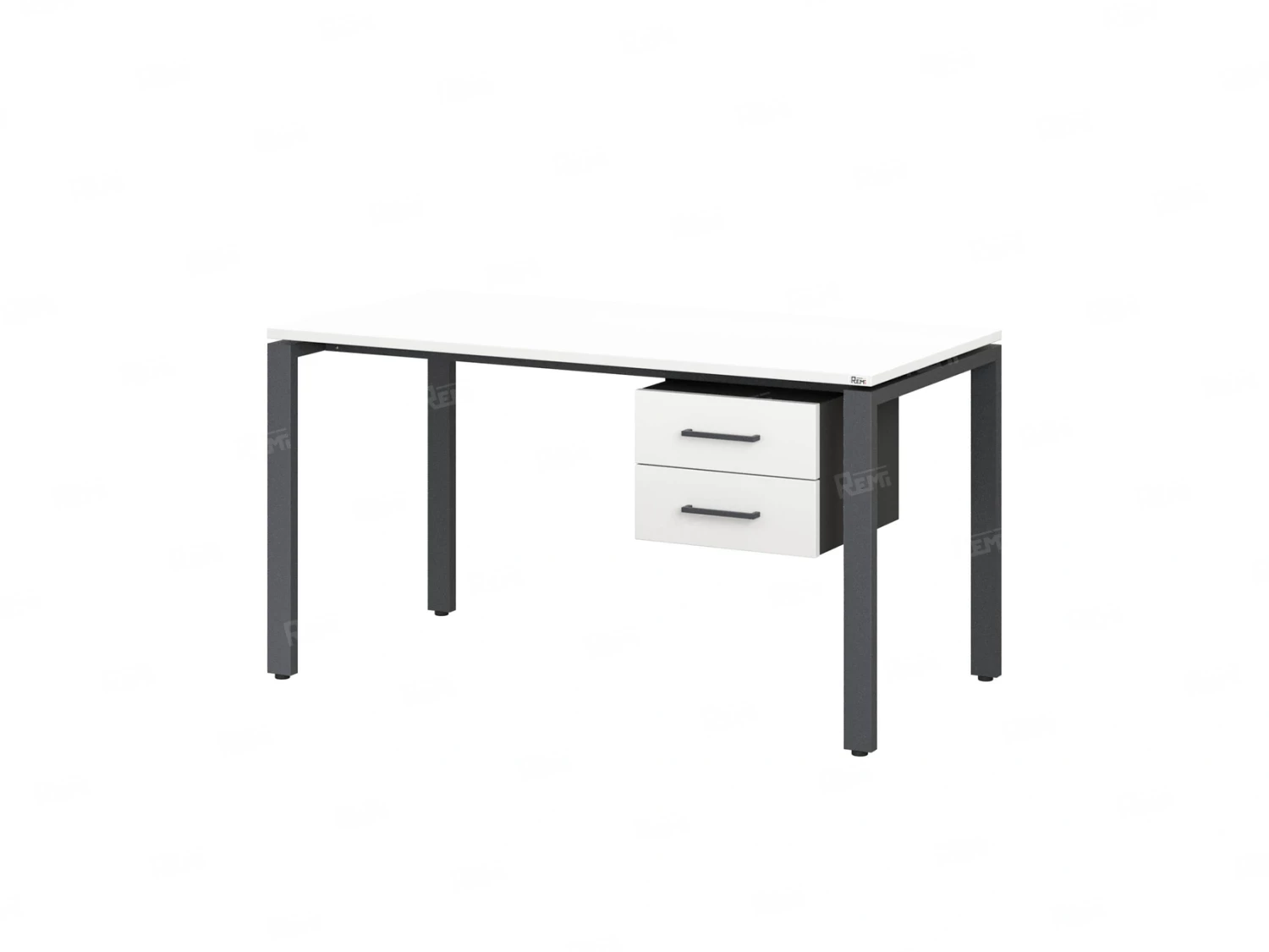 Стол прямой с подвесной тумбой 2 ящика, П-опора 2000x800x750 RM039-20x8 Белый/Серый