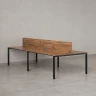 Бенч-система, 4 рабочих места, на П-образных опорах, 2 ЛДСП экранов 1200x1600x750 RM166-4-12x16 Дуб Юстус/Черный