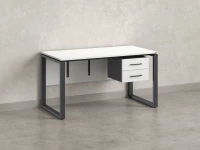 Стол прямой, подвесная тумба, ЛДСП экран, О-опора 1600x600x750 RM033-16x6 Белый/Серый