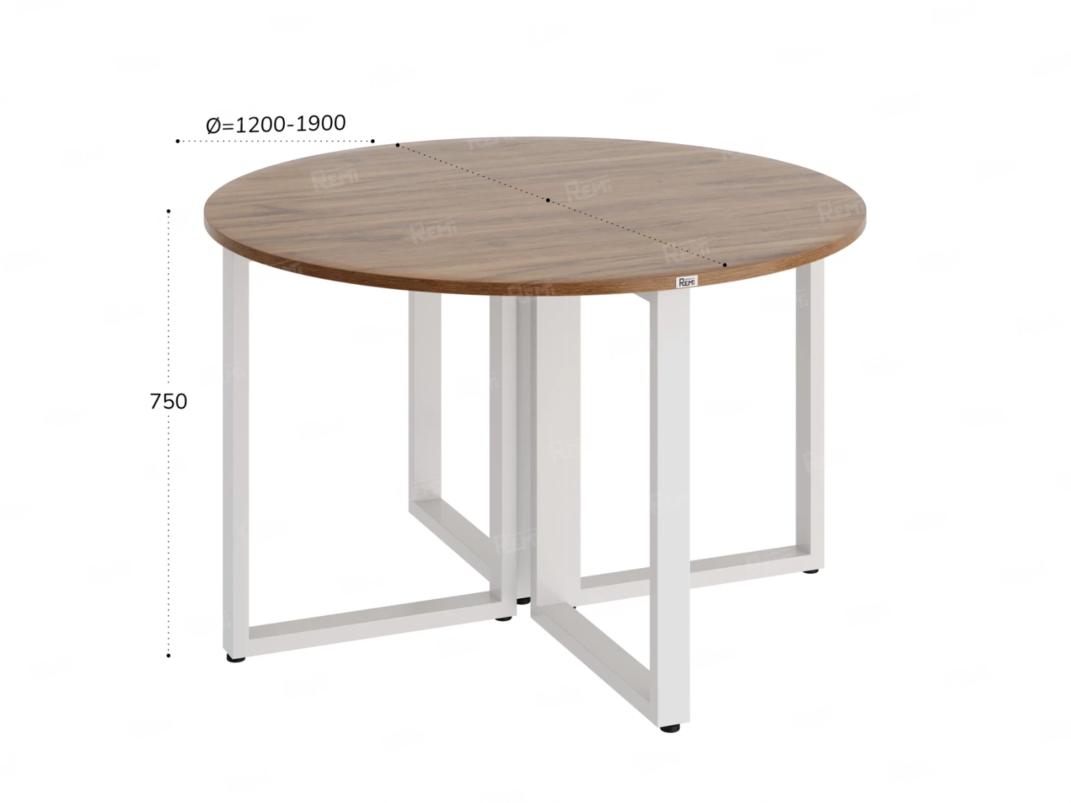 Круглый стол на О-образных опорах 1500x1500x750 RM187-15x15 Дуб Юстус/Белый