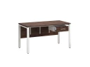 Стол прямой, подвесная тумба, ЛДСП экран, П-опора 1600x700x750 RM030-16x7 Дуб Апрельский шоколад/Белый