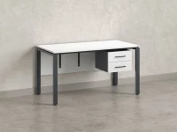 Стол прямой, подвесная тумба, ЛДСП экран, П-опора 2000x700x750 RM031-20x7 Белый/Серый