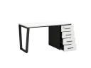 Стол прямой с тумбой на U-образных опоре, правый 1800x700x750 RM101-18x7 Белый/Черный