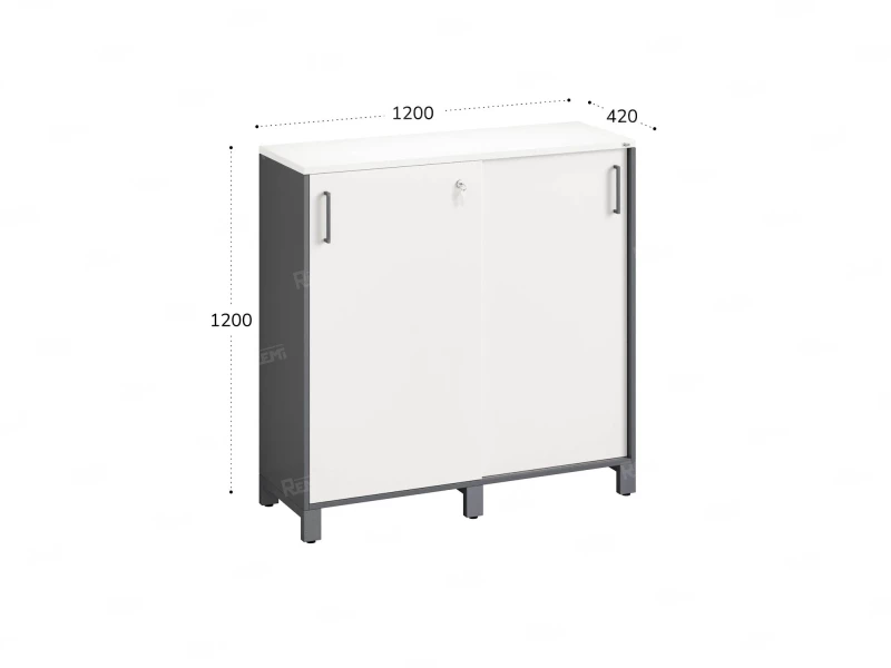 Шкаф-купе низкий, 3 полки 1200x420x1200 RM128-120x42 Белый/Серый