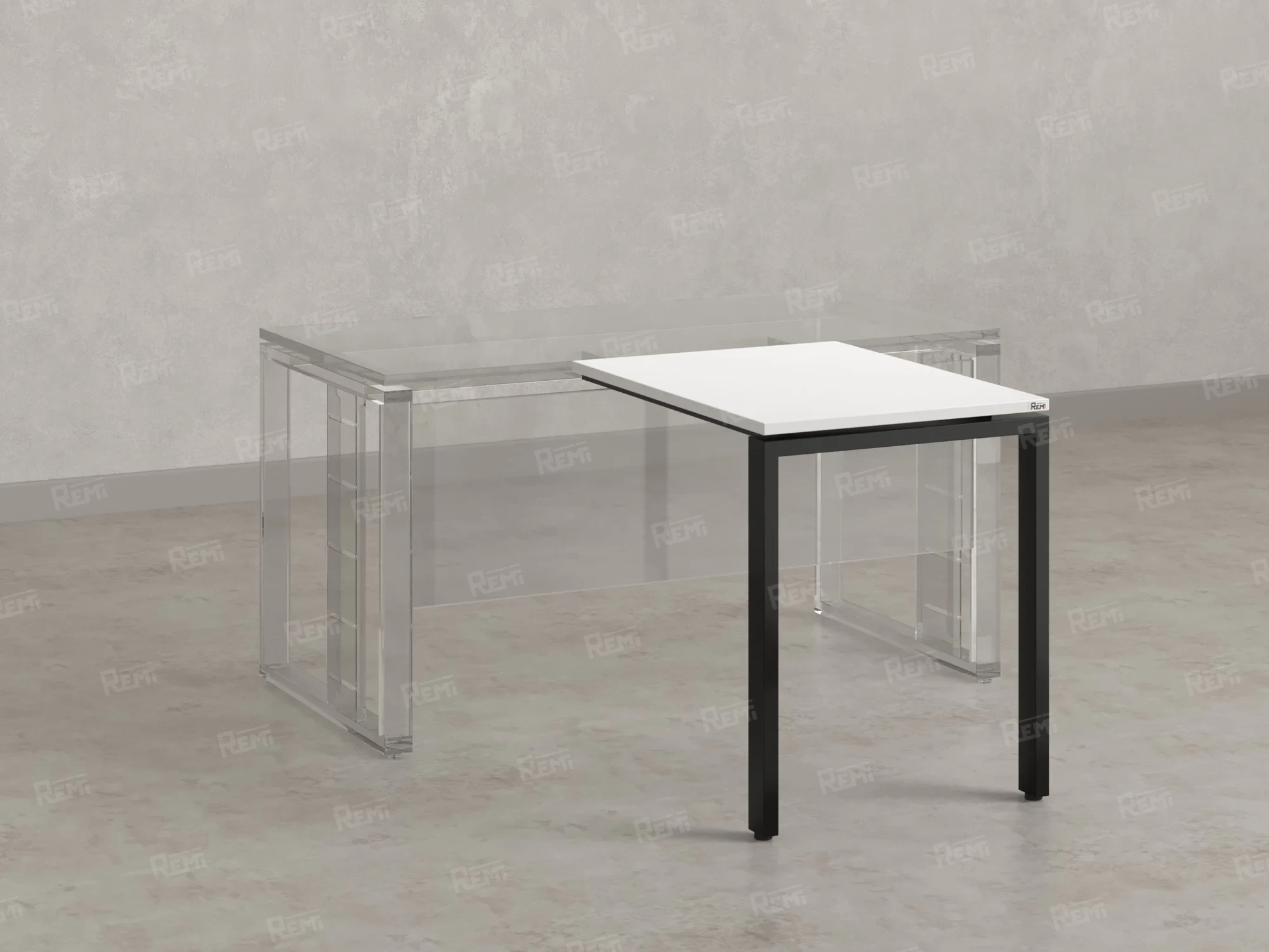 Брифинг прямой, с парящей столешнецей, на П-образном каркасе 1100x800x750 RM070-11x8 Белый/Черный