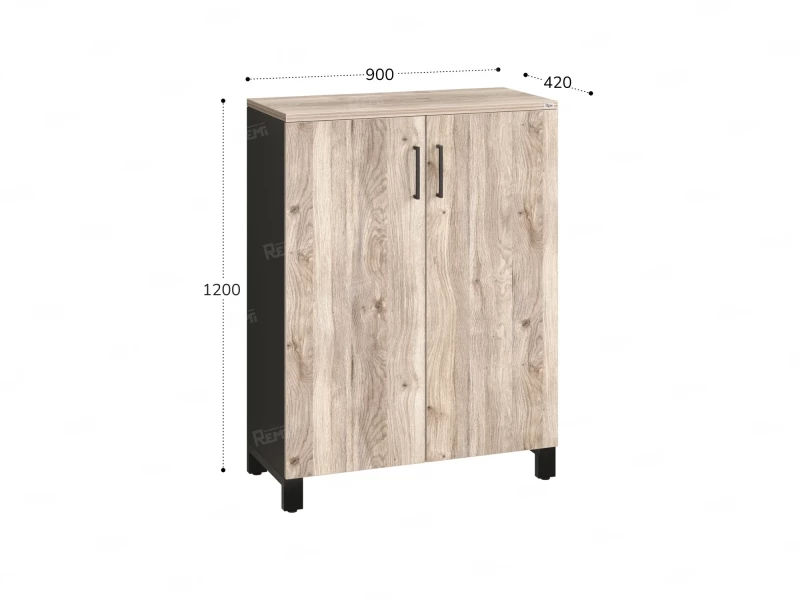 Шкаф распашной, 3 уровня 900x420x1200 RM149-90x42 Дуб Маувелла/Черный