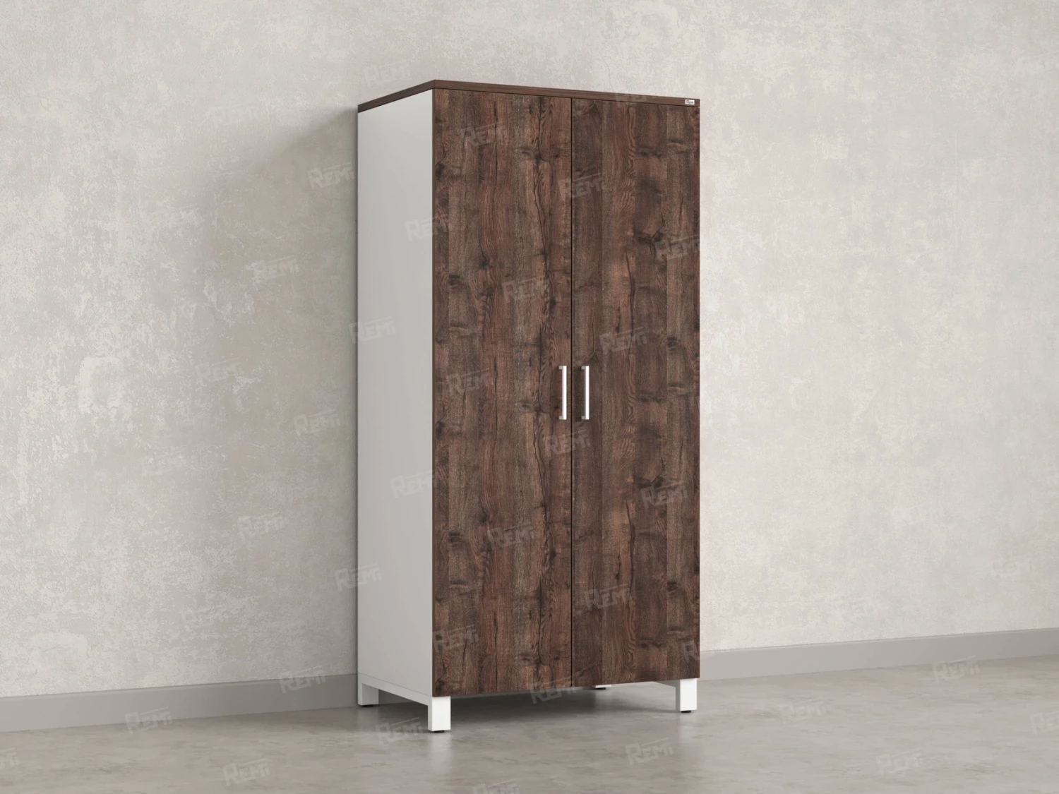 Гардероб, штанга, 1 полка 900x600x1900 RM158-90x60 Дуб Апрельский шоколад/Белый