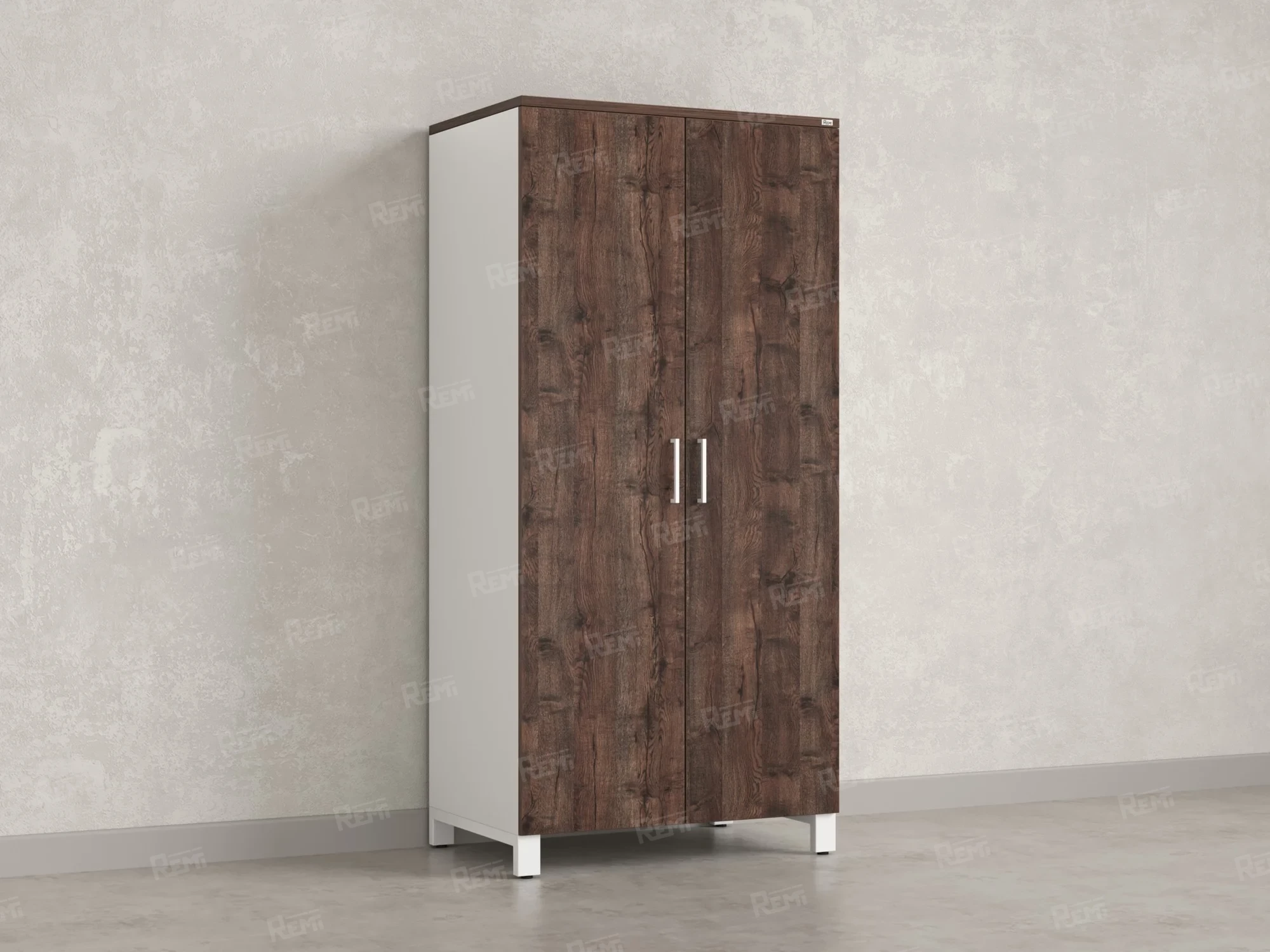 Гардероб, штанга, 1 полка 900x600x1900 RM158-90x60 Дуб Апрельский шоколад/Белый