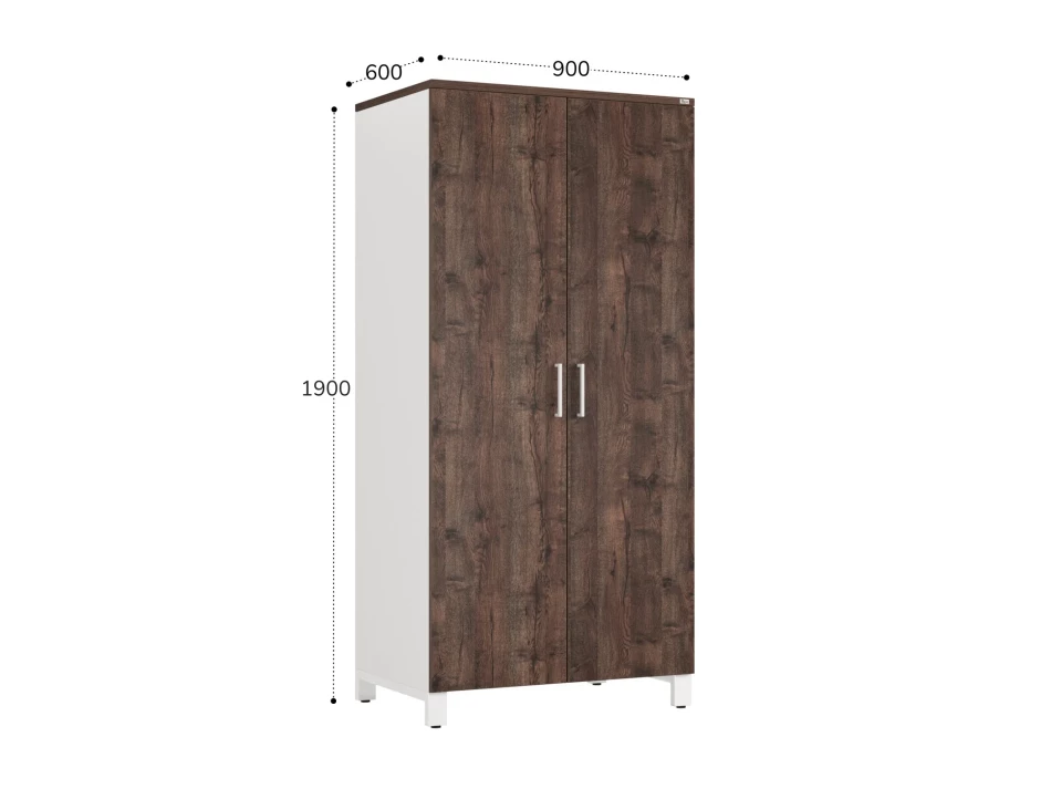 Гардероб, штанга, 1 полка 900x600x1900 RM158-90x60 Дуб Апрельский шоколад/Белый