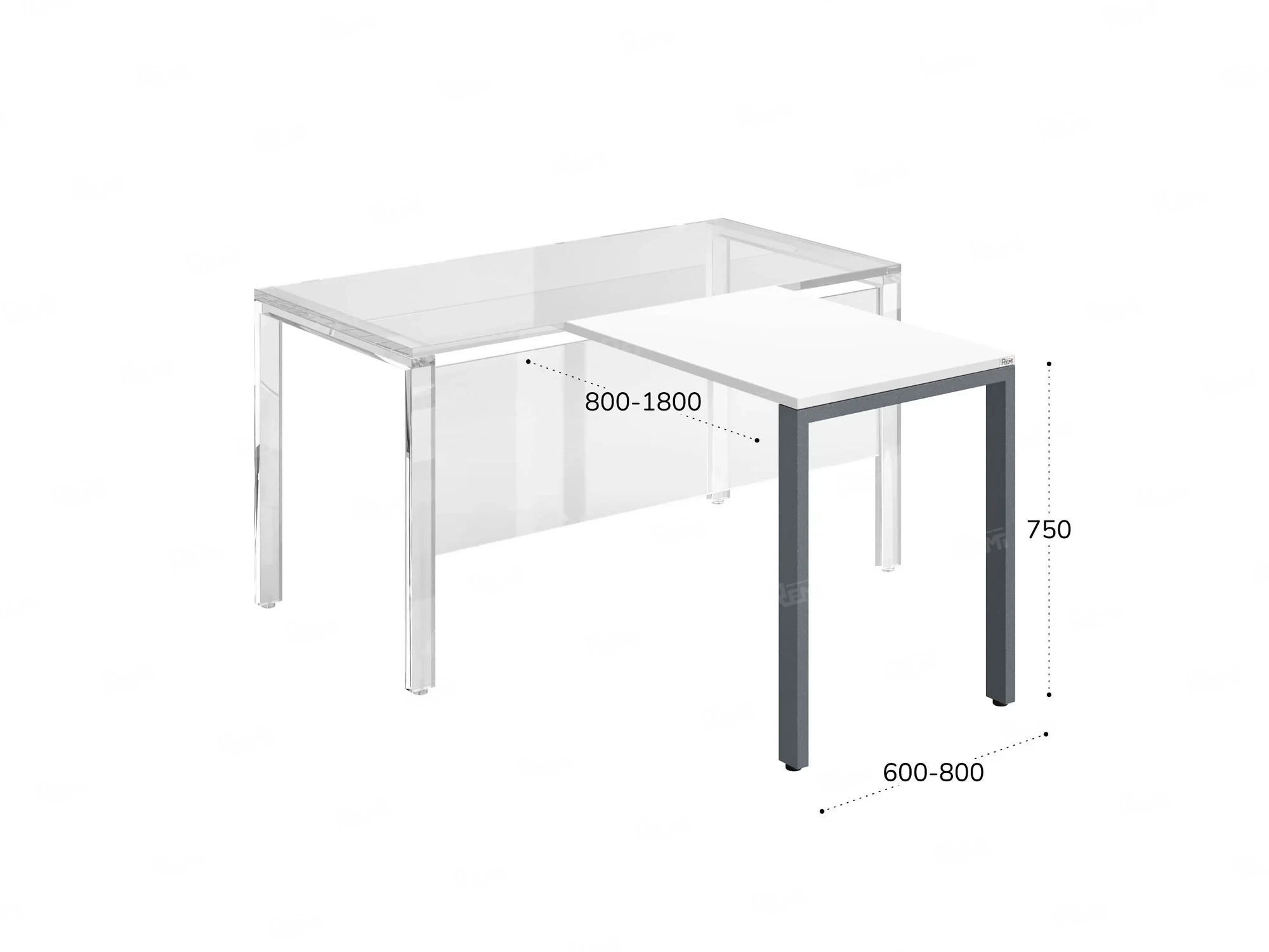 Брифинг прямой, с парящей столешнецей, на О-образном каркасе 900x700x750 RM072-9x7 Белый/Черный