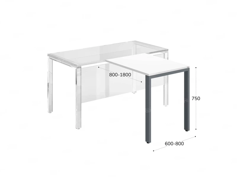 Брифинг прямой, с парящей столешнецей, на О-образном каркасе 900x700x750 RM072-9x7 Белый/Черный