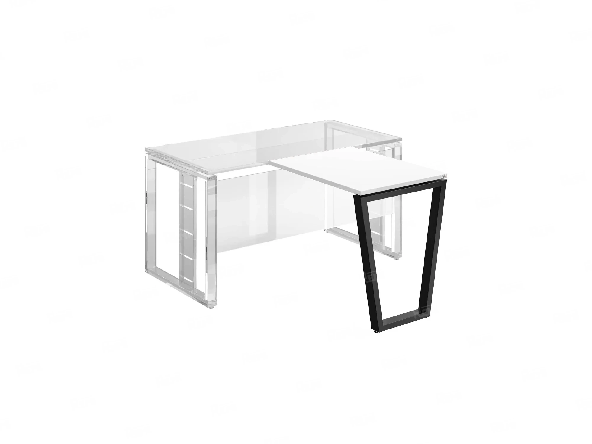 Брифинг прямой, с парящей столешнецей, на U-образном каркасе 1600x700x750 RM074-16x7 Белый/Черный