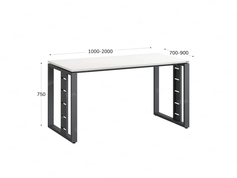 Стол прямой на О-образных опорах 1200x800x750 RM040-12x8 Белый/Серый