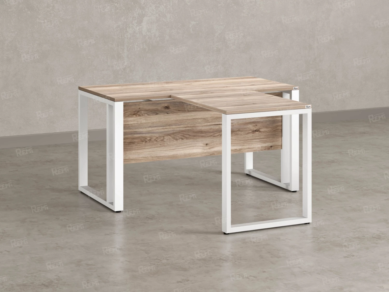 Стол с брифингом на О-образных опорах с экраном ЛДСП RM046-14x8 1400x2200x750 Дуб Маувелла/Белый