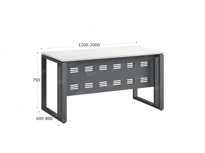 Стол прямой на О-образных опорах с металлическим экраном 1400x900x750 RM042-14x9 Белый/Серый