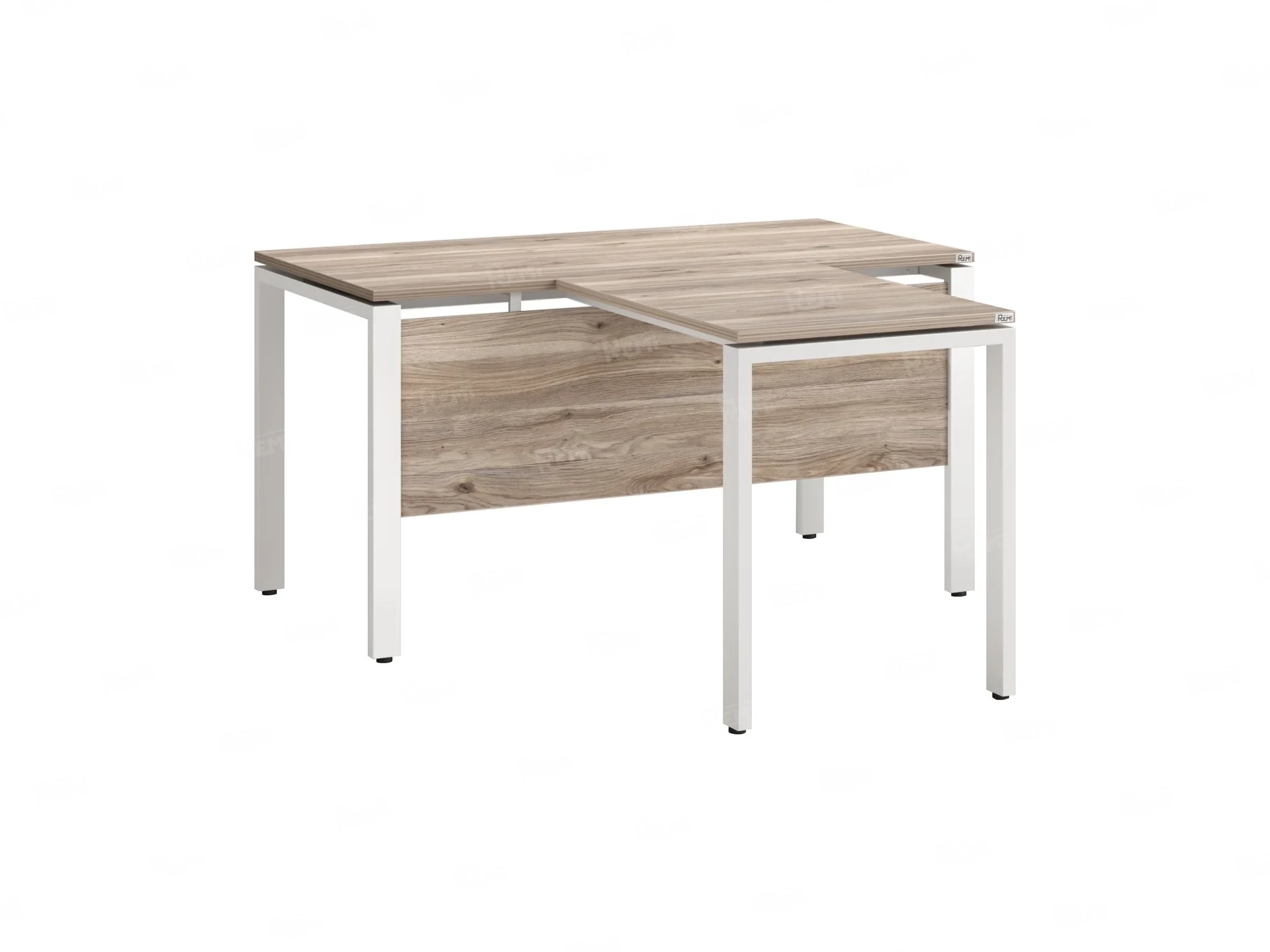 Стол с брифингом с парящей столешницей на П-образных опорах с экраном ЛДСП RM043-18x6 1800x2400x750 Дуб Маувелла/Белый