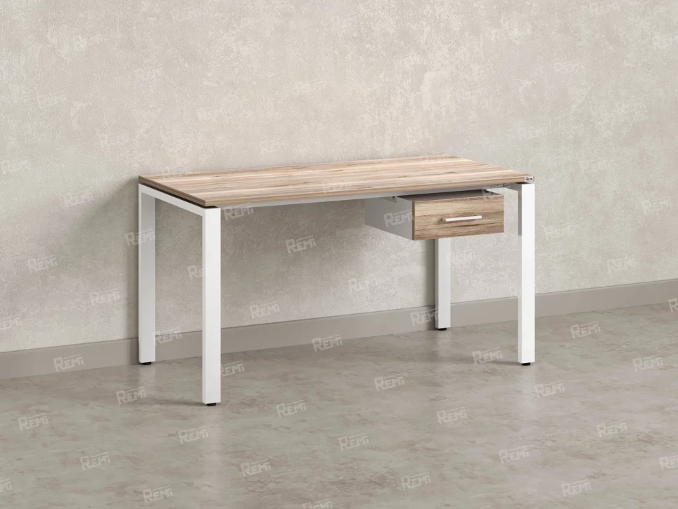Стол прямой с подвесной тумбой, П-опора 1800x700x750 RM038-18x7 Дуб Маувелла/Белый