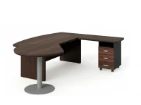 BRL RB073-215x200R Стол рук-ля R угловой с брифингом и тумбой 3 ящика 2150х2000х760 Венге/Черный