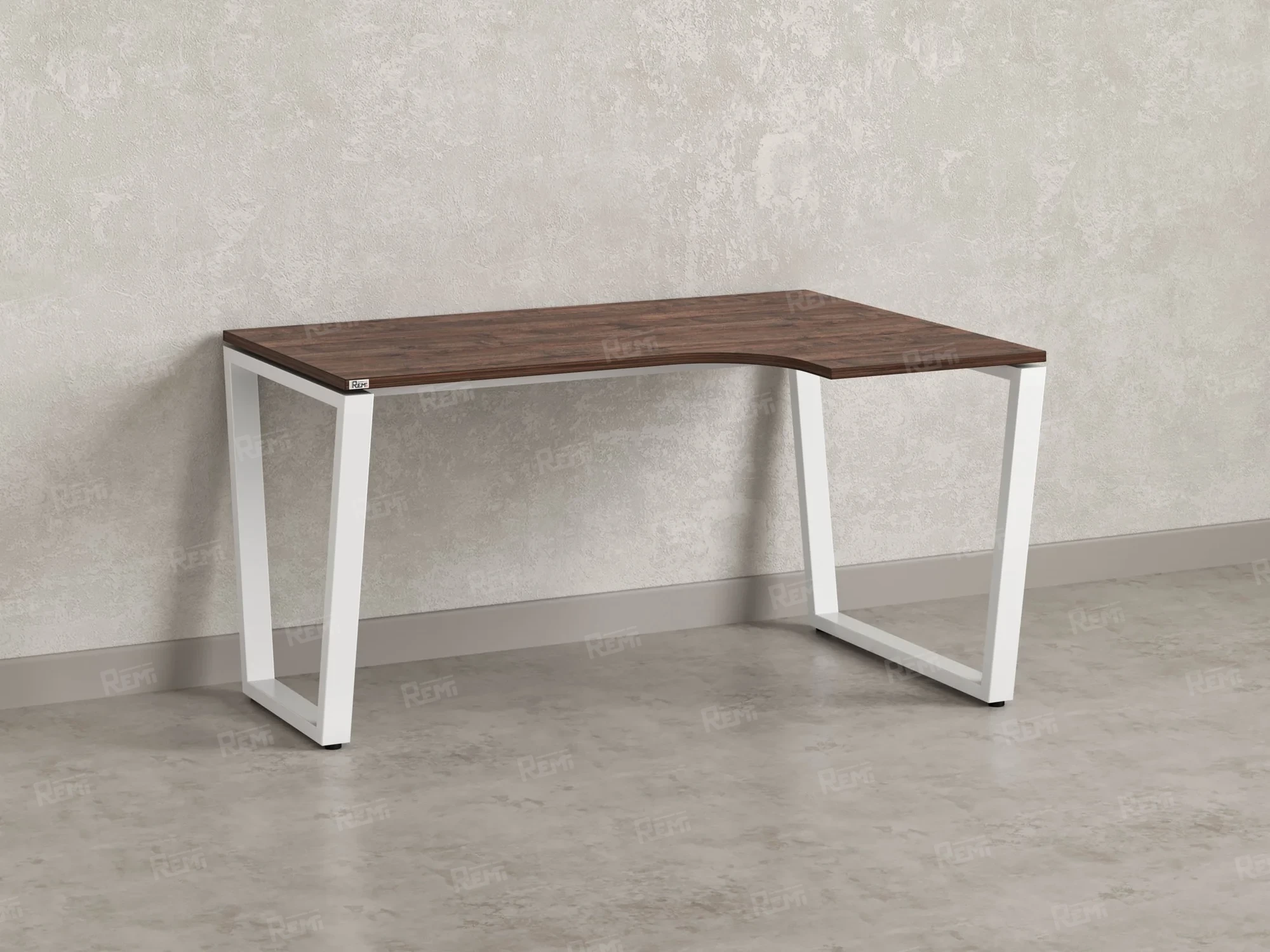 Стол угловой, U-опора, правый 1600x900/1200x750, RM050-16x9-12 Дуб Апрельский шоколад/Белый