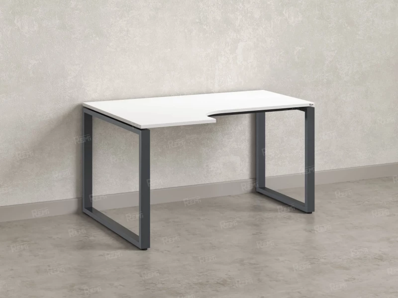 Стол угловой, О-опора, левый 1400x800/1000x750, RM055-14x8-10 Белый/Серый