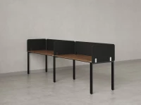 Бенч-система в 1 ряд, 2 рабочих места 5 тканевых экранов 3200x700x750 RM167-1-32x7 Дуб Юстус/Черный