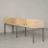 Бенч-система в 1 ряд, 2 рабочих места 5 ЛДСП экранов 3200x600x750 RM167-2-32x6 Вяз Швейцарский светлый/Серый