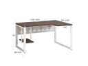 Стол угловой, экран металл, О-опора, левый 1600x900/1200x750, RM056-16x9-12 Дуб Апрельский шоколад/Белый