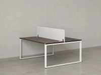 Бенч-система, 2 рабочих места, с одним тканевым экраном 1600x1400x750 RM169-1-16x14 Дуб Апрельский шоколад/Белый