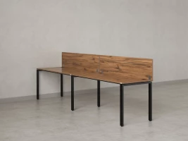 Бенч-система в 1 ряд, 2 рабочих места 2 ЛДСП экранов 2400x800x750 RM167-4-24x8 Дуб Юстус/Черный