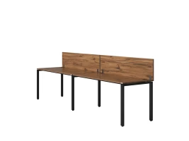 Бенч-система в 1 ряд, 2 рабочих места 2 ЛДСП экранов 2400x800x750 RM167-4-24x8 Дуб Юстус/Черный