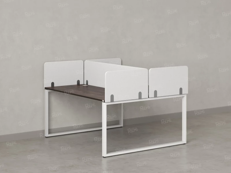 Бенч-система, 2 рабочих места, 5 тканевых экранов 1000x1200x750 RM169-3-10x12 Дуб Апрельский шоколад/Белый