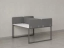 Бенч-система, 2 рабочих места, 5 тканевых экранов 1400x1400x750 RM169-3-14x14 Белый/Серый