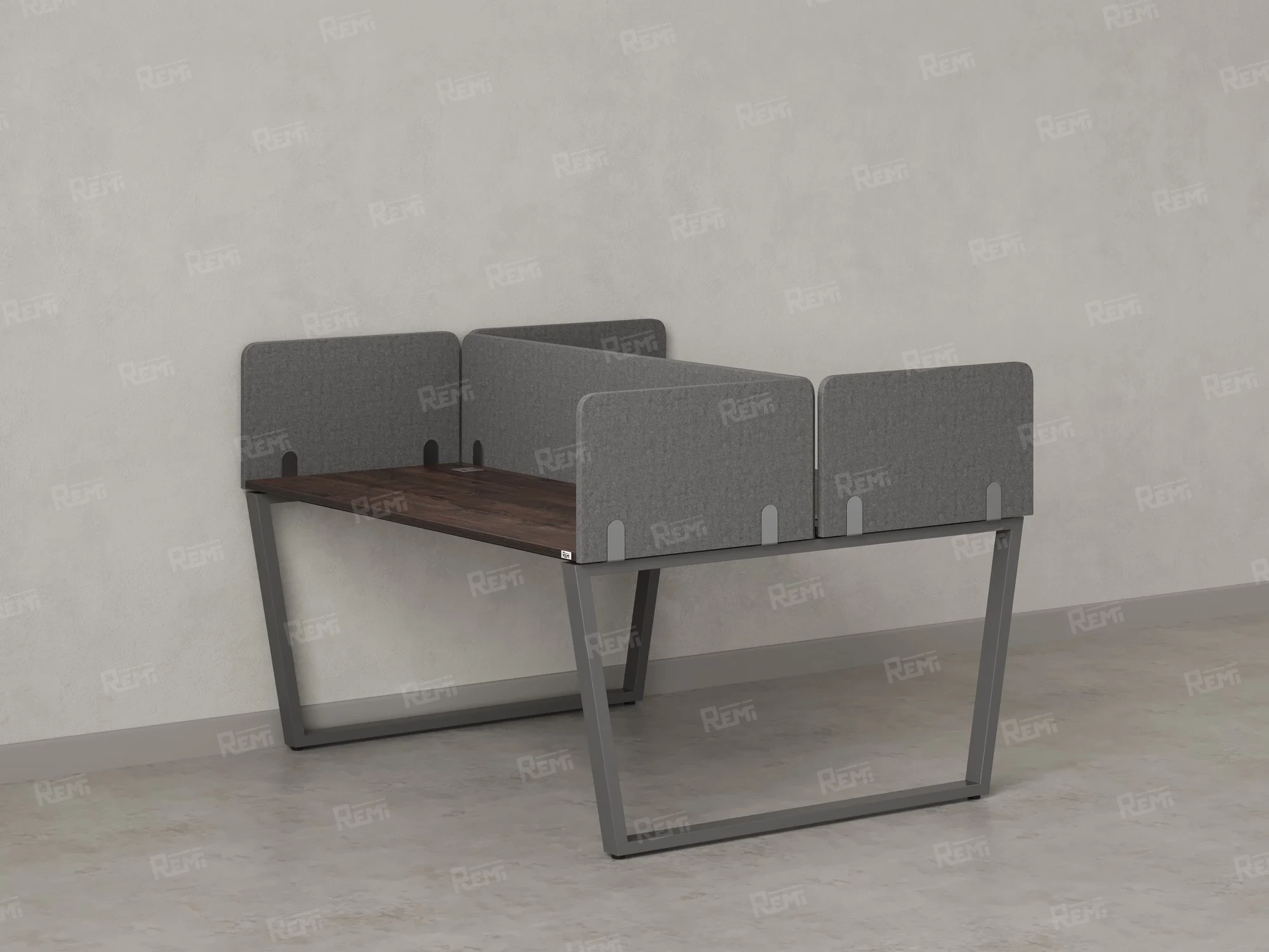 Бенч-система, 2 рабочих места, 5 тканевых экранов 1000x1200x750 RM172-3-10x12 Дуб Апрельский шоколад/Серый