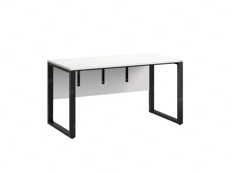 Стол прямой на О-образных опорах, экран ЛДСП 1200x600x750 RM006-12x6 Белый/Черный