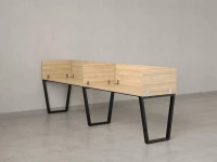 Бенч-система в 1 ряд, 2 рабочих места 5 ЛДСП экранов 3200x600x750 RM174-2-32x6 Вяз Швейцарский светлый/Черный