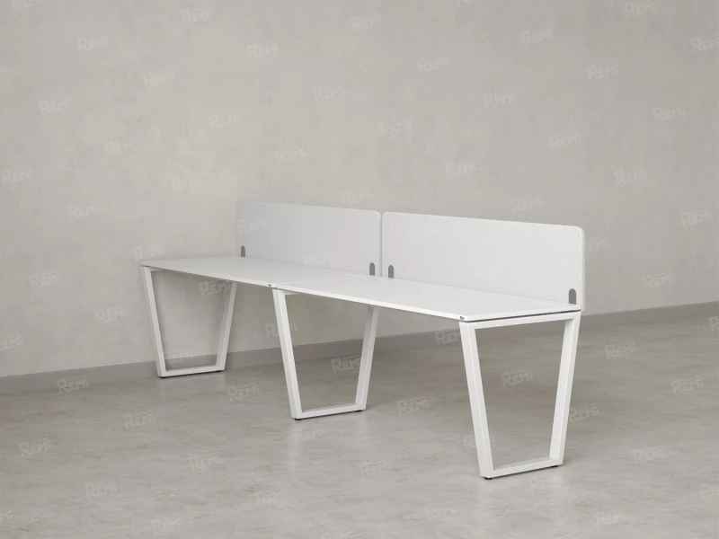 Бенч-система в 1 ряд, 2 рабочих места 2 тканевых экранов 2000x700x750 RM174-3-20x7 Белый/Белый