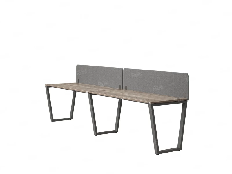 Бенч-система в 1 ряд, 2 рабочих места 2 тканевых экранов 2700x700x750 RM174-3-27x7 Дуб Маувелла/Серый