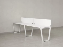 Бенч-система в 1 ряд, 2 рабочих места 2 ЛДСП экранов 2700x600x750 RM174-4-27x6 Белый/Белый