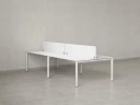 Бенч-система, 4 рабочих места, на П-образных опорах, 2 тканевых экранов 2000x1400x750 RM166-3-10x14 Белый/Белый