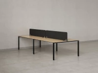 Бенч-система, 4 рабочих места, на П-образных опорах, 2 тканевых экранов 3600x1600x750 RM166-3-18x16 Вяз Швейцарский светлый/Черный