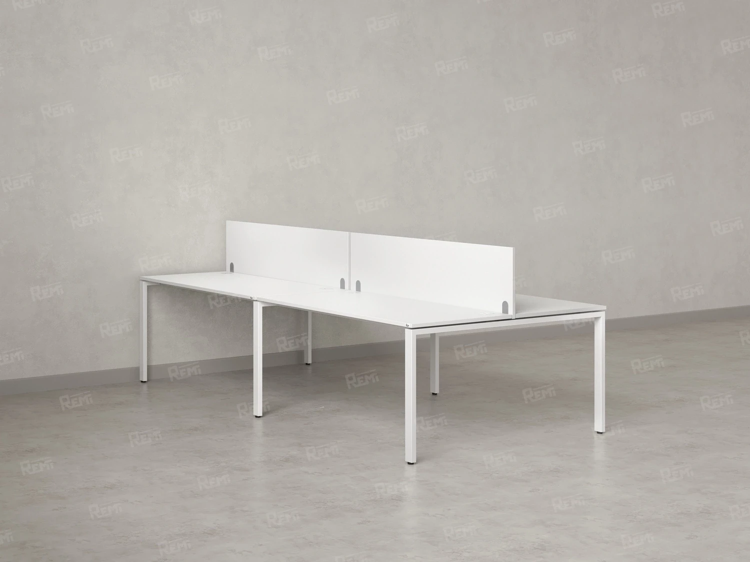 Бенч-система, 4 рабочих места, на П-образных опорах, 2 ЛДСП экранов 2800x1200x750 RM166-4-14x12 Белый/Белый