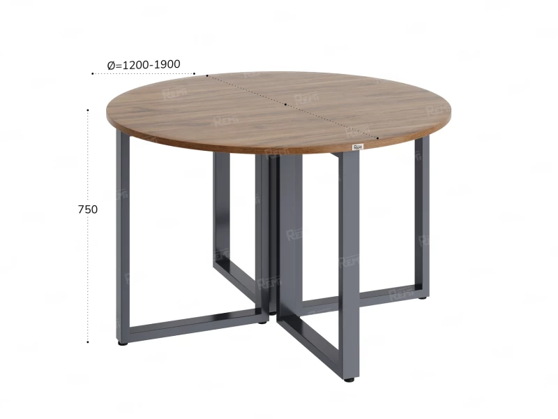 Круглый стол на О-образных опорах 1500x1500x750 RM187-15x15 Дуб Юстус/Серый