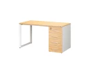 Стол прямой с тумбой на О-образных опоре, правый 1600x700x750 RM105-16x7 Вяз Швейцарский светлый/Белый