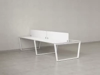 Бенч-система, 4 рабочих места, на U-образных опорах, 2 тканевых экранов 2000x1400x750 RM173-3-10x14 Белый/Белый